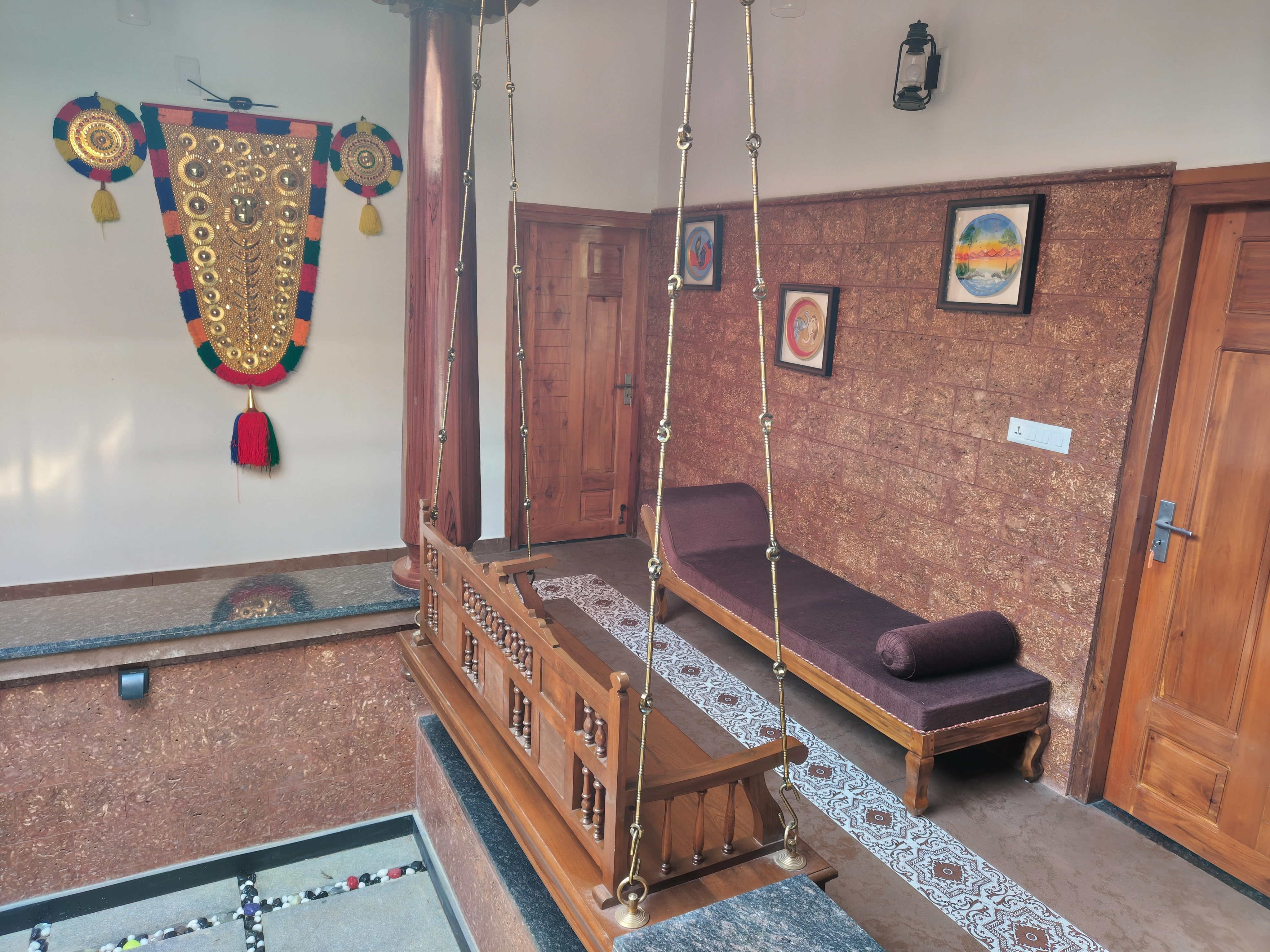 Traditional Wooden Swing in the Inner Courtyard